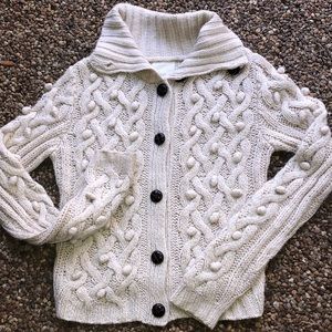 Olive & Oak sweater natural beige color knit cardigan collared button down cable